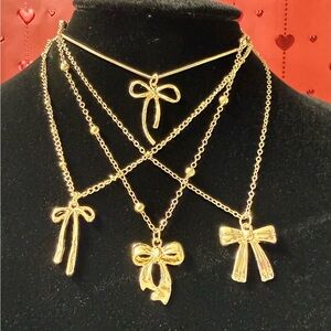 Gold Bow Necklaces  - Fashion Jewelry Choice of 1